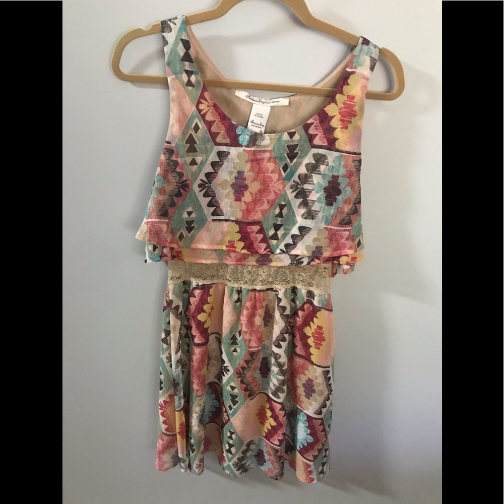 American Rag southwestern print, lace waist sleeveless dress in small
